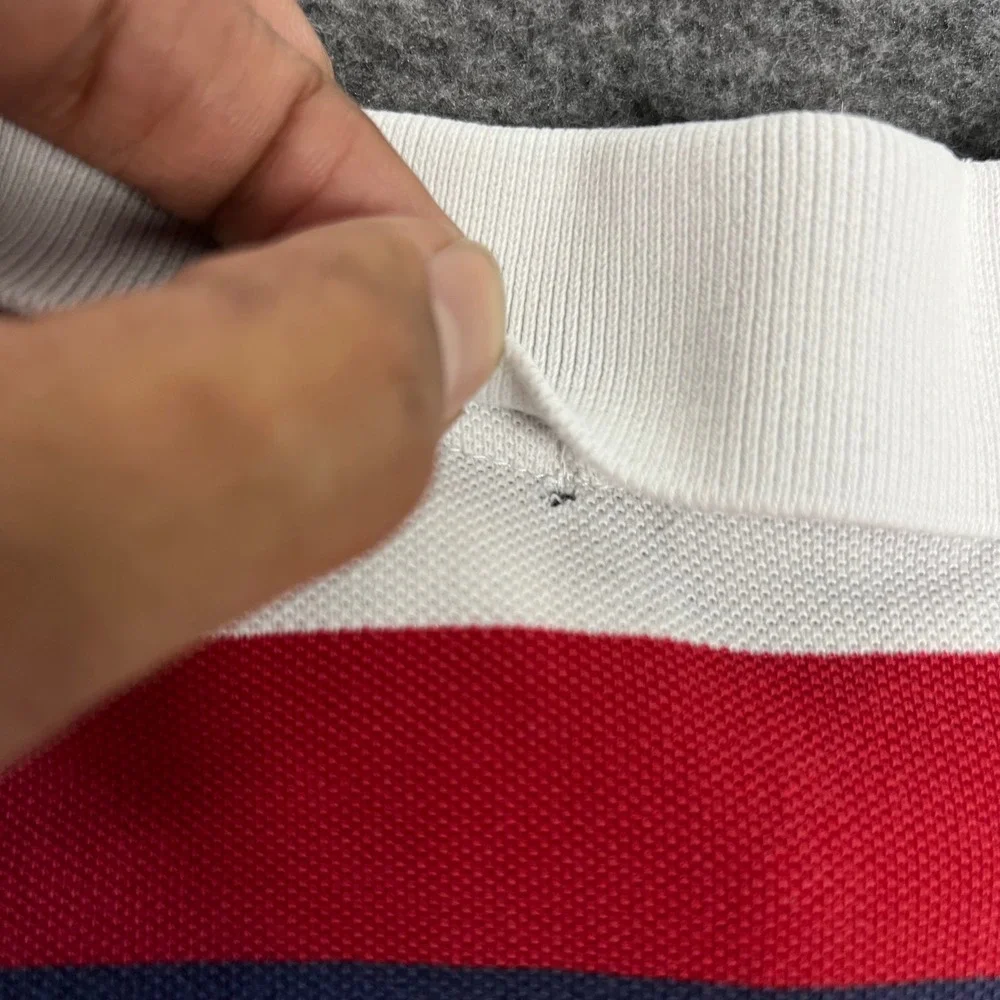 Vintage Polo Ralph Lauren Polo Shirt Men's Large Red White Striped Custom Fit